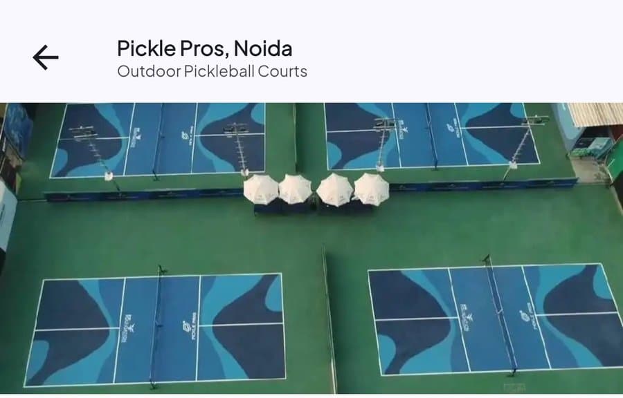 An aerial view of premium outdoor pickleball courts